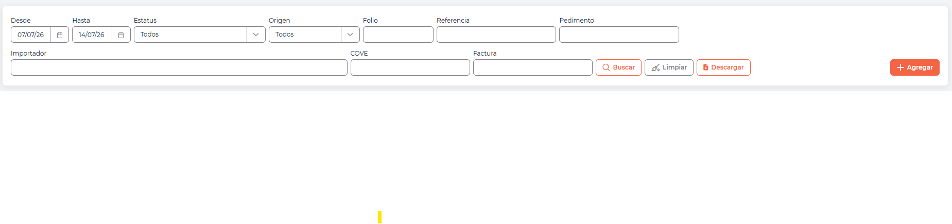 Controles de filtro de búsqueda