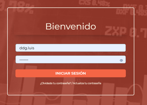 Pantalla de inicio de sesión
